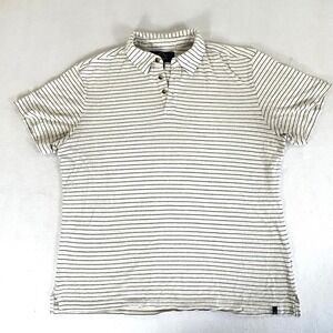 Eventide‎ Mens Polo Shirt L Striped Hemp Blend Short Sleeve Casual Top